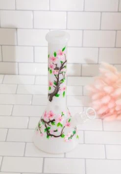 CHERRY BLOSSOM BONG 10"(Handpainted Cherry Blossom Bong) -Canna Style Shop 0306 2