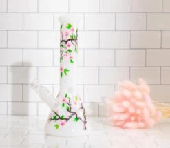 CHERRY BLOSSOM BONG 10"(Handpainted Cherry Blossom Bong) -Canna Style Shop 0315 2