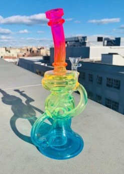 NEON RAINBOW RECYCLER BONG (uv Reactive)(Neon Rainbow Recycler Bong Rig) -Canna Style Shop IMG 0173