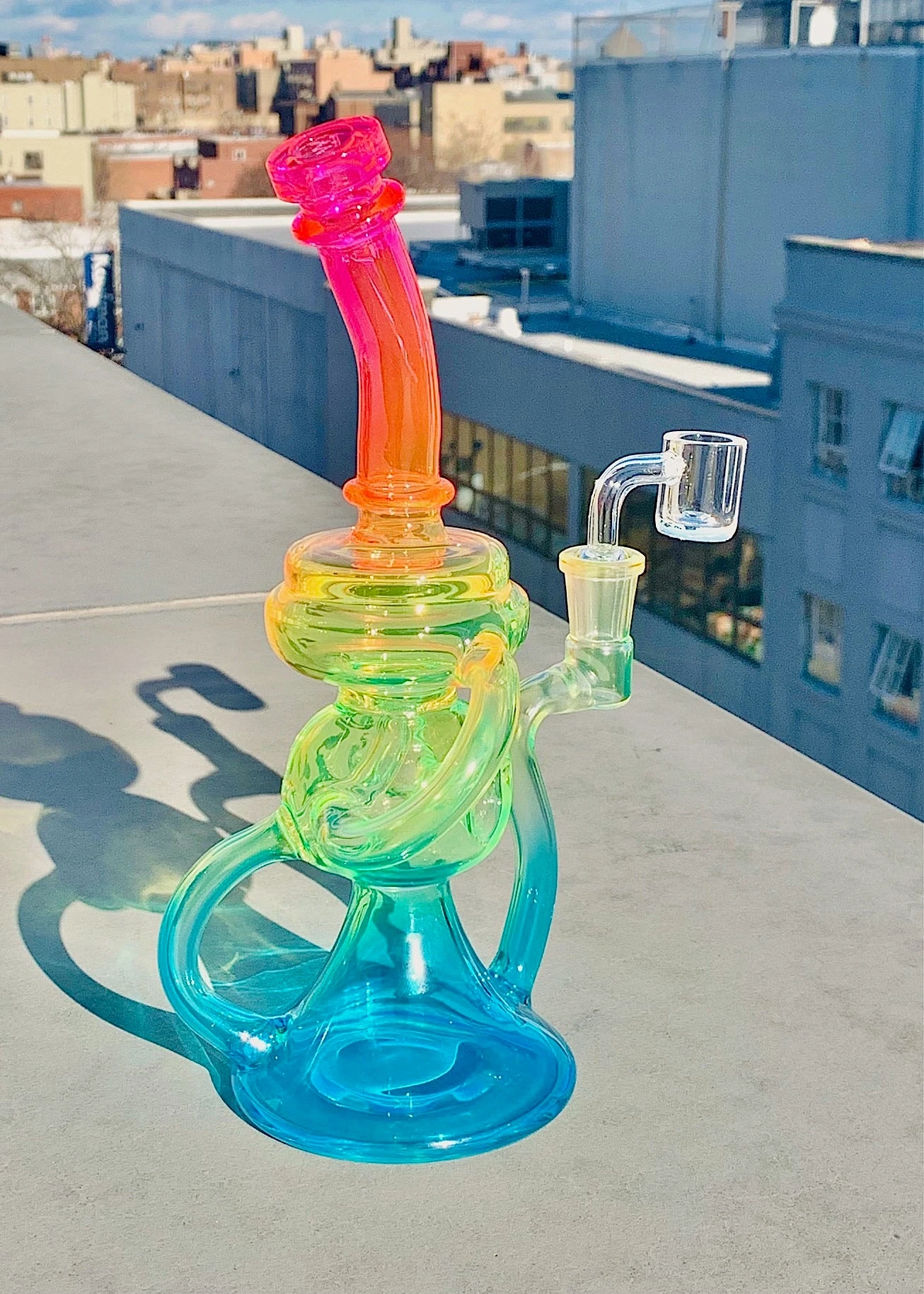 NEON RAINBOW RECYCLER RIG (uv Reactive)(Neon Rainbow Recycler Rig Uv Reactive) 5 NEON RAINBOW RECYCLER RIG (uv Reactive)(Neon Rainbow Recycler Rig Uv Reactive) - Image 3