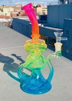 NEON RAINBOW RECYCLER BONG (uv Reactive)(Neon Rainbow Recycler Bong Rig) -Canna Style Shop IMG 0186