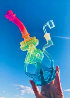 NEON RAINBOW RECYCLER RIG (uv Reactive)(Neon Rainbow Recycler Rig Uv Reactive)