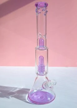 LAVENDER DAZZLE TRIPLE-PERC BONG 18"(Purple Drip Twist Bong)