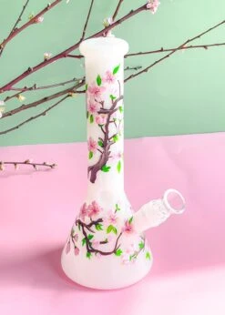 CHERRY BLOSSOM BONG 10"(Handpainted Cherry Blossom Bong)
