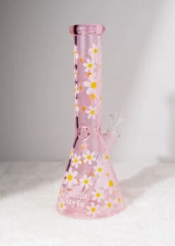 RETRO DAISY BONG 10"(Retro Daisy Pink Glass Bong) 15 RETRO DAISY BONG 10"(Retro Daisy Pink Glass Bong) -Canna Style Shop daisy bong3