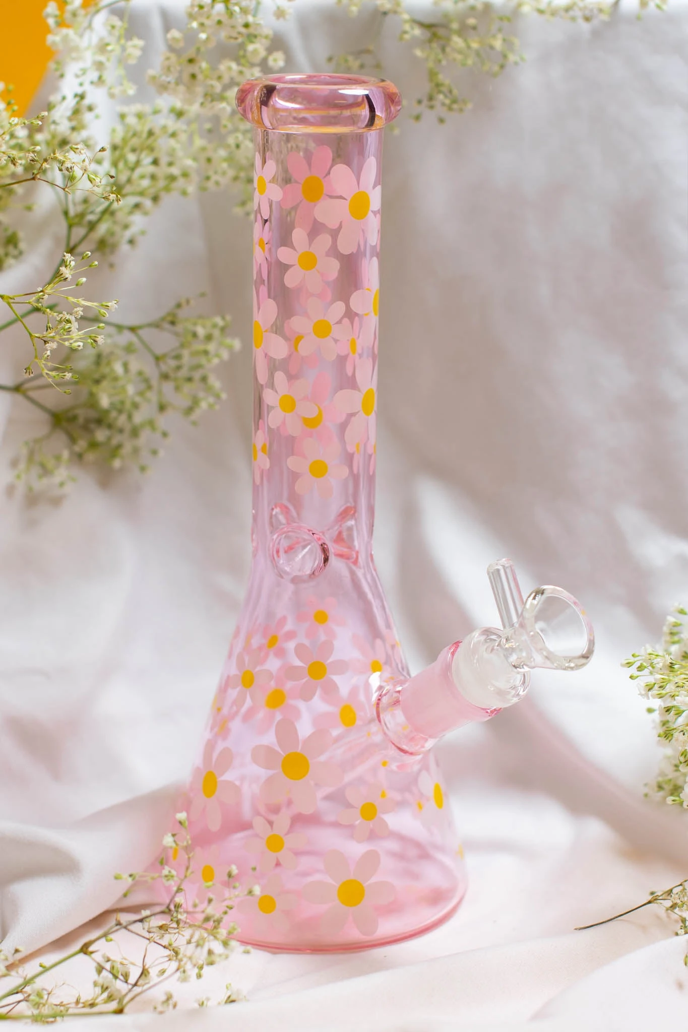 RETRO DAISY BONG 10"(Retro Daisy Pink Glass Bong) 5 RETRO DAISY BONG 10"(Retro Daisy Pink Glass Bong) - Image 3