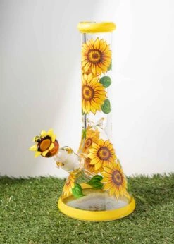 SUNFLOWER BONG 12"(Handpainted Sunflower Bong) 8 SUNFLOWER BONG 12"(Handpainted Sunflower Bong) -Canna Style Shop sunflower bong3
